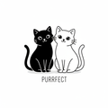 Camiseta con ilustración de dos gatitos, uno negro y uno blanco