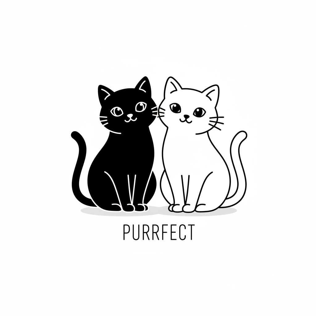Camiseta con ilustración de dos gatitos, uno negro y uno blanco