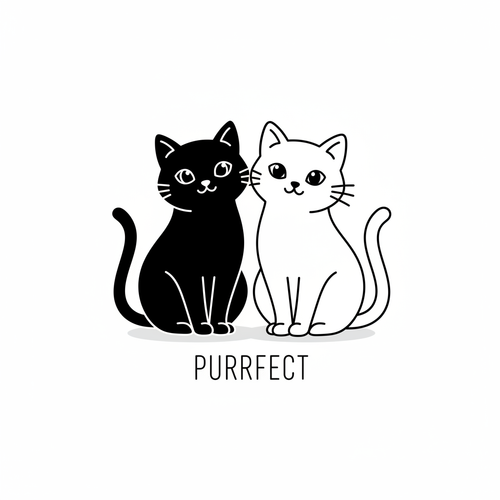 Camiseta con ilustración de dos gatitos, uno negro y uno blanco